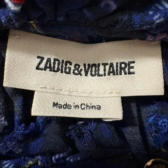 Zadig & Voltaire Theresa Tatoo Pirate Print, Viscose Blue Blouse. Relaxed fit. - Picture 8 of 16